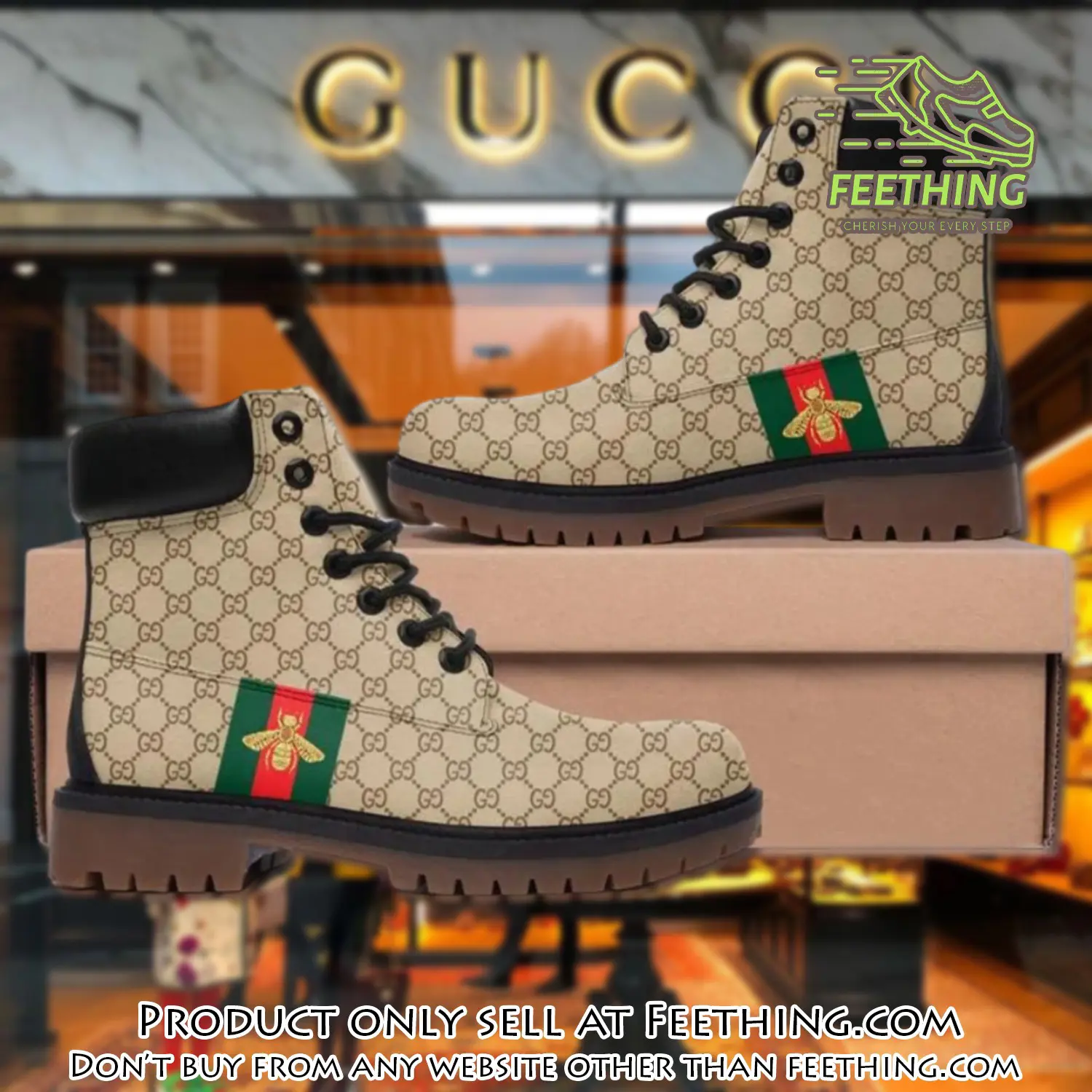 Gucci bee beige luxury brand boots premium gifts for men women ft3554440